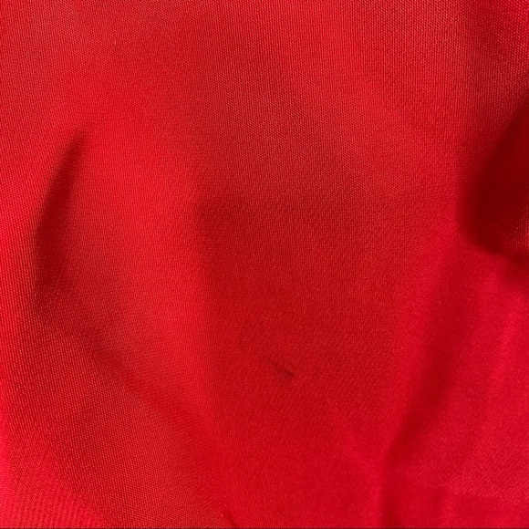 Self Portrait Crepe Red Midi Ruffle Puff Sleeve Crepe Dress Size 10 - Picture 7 of 7